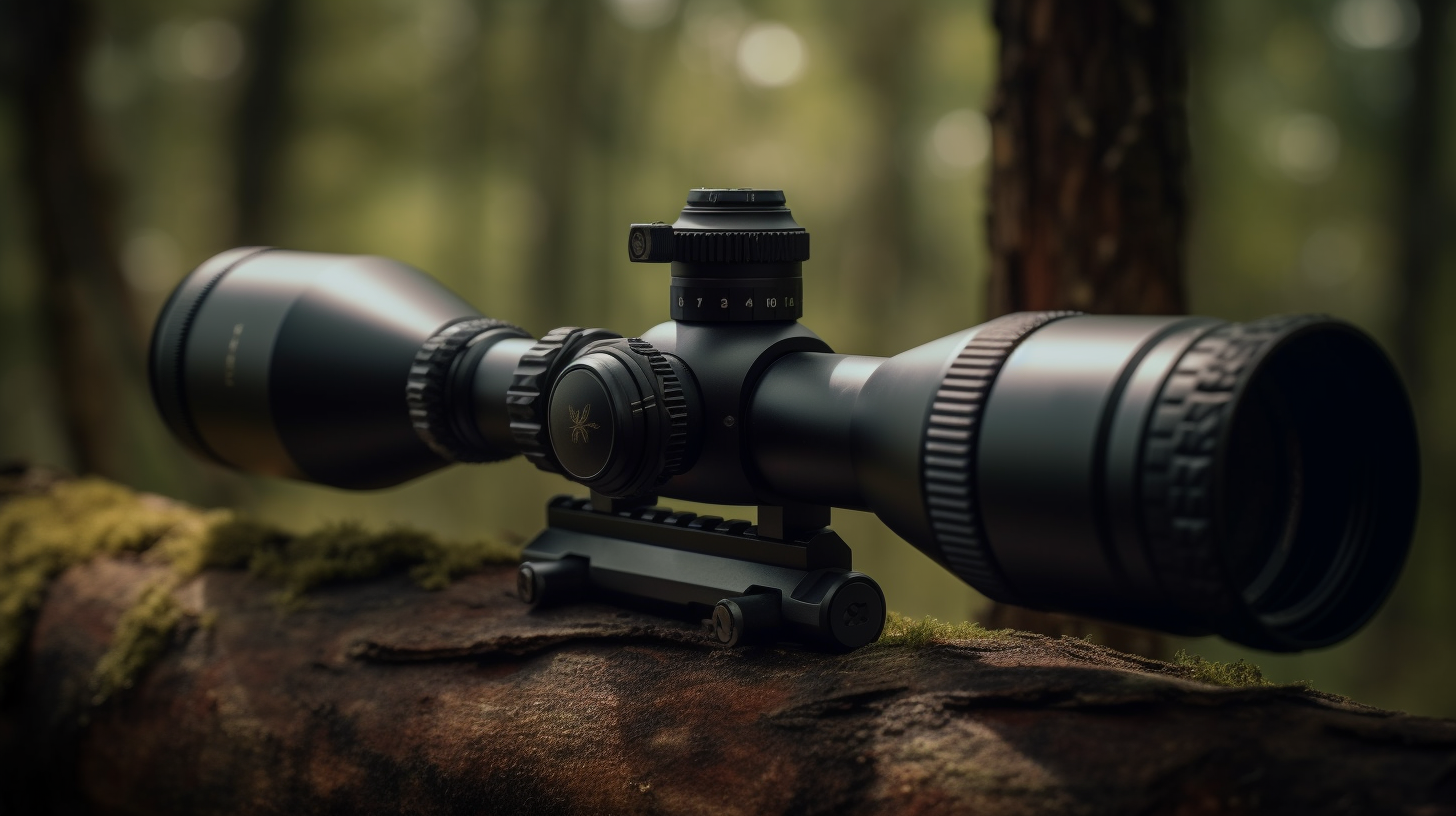 High-quality rifle scope in the forest