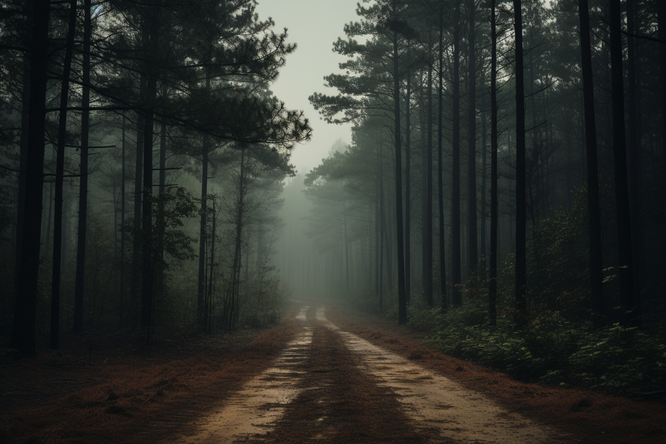 Ariel photo of enchanting forest road