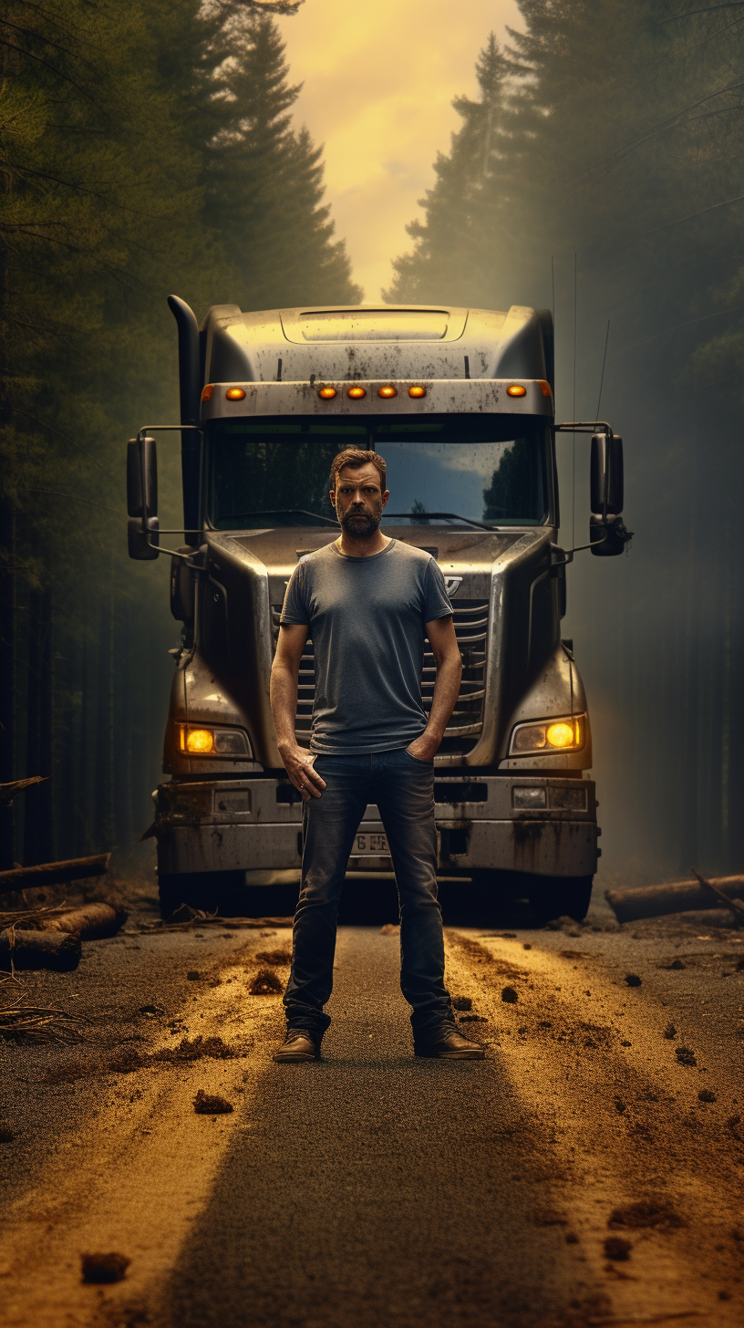 Man standing in middle of forest road