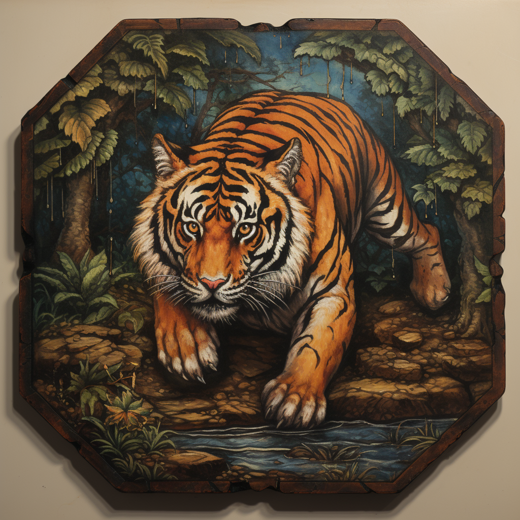 Exquisite forest tiger tile piece