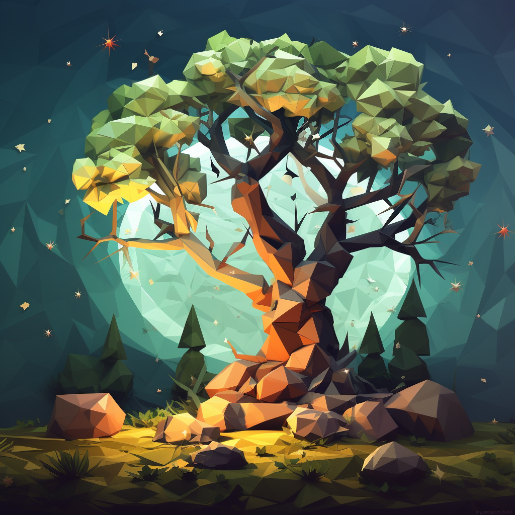 Low poly forest tree branch