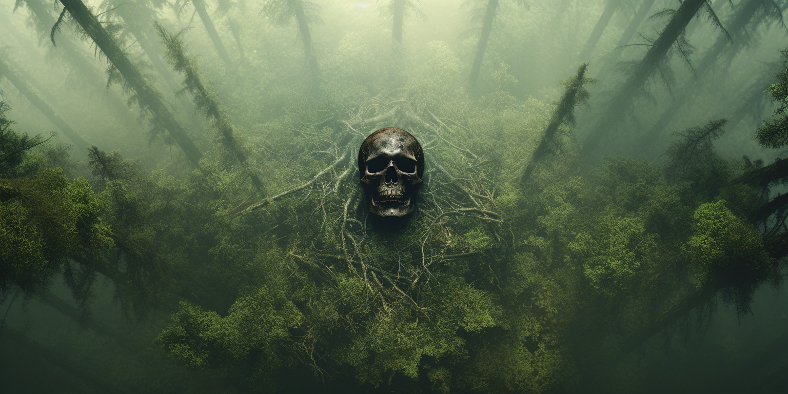 Aerial View of Forest Skull Illusion