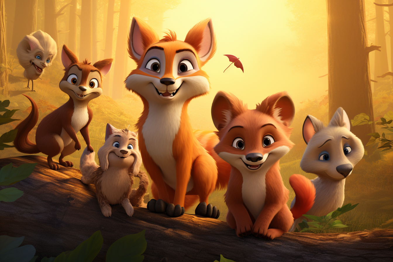 Group of Cute Forest Animals Posing