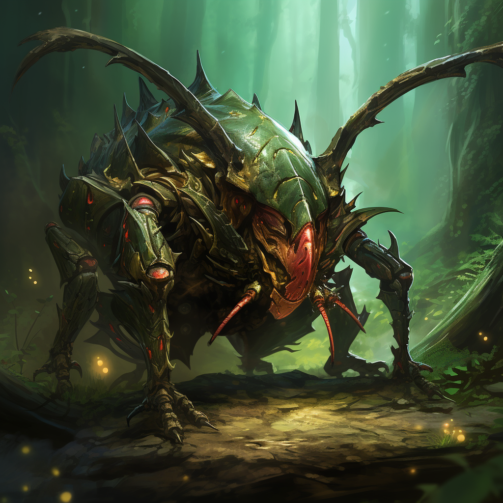 Illustration of a forest bug in D&D style