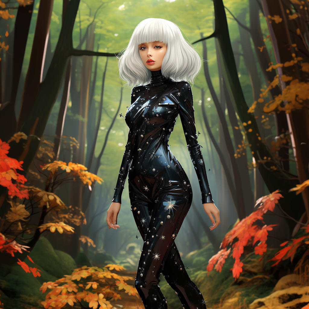 Futuristic forest cartoon character