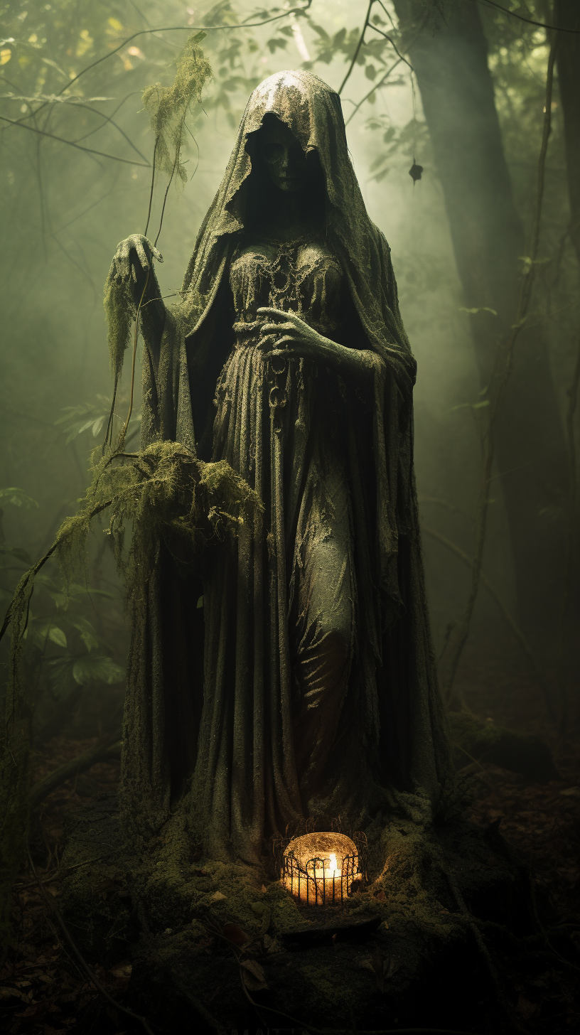 Scary Santa Muerte in the Forest