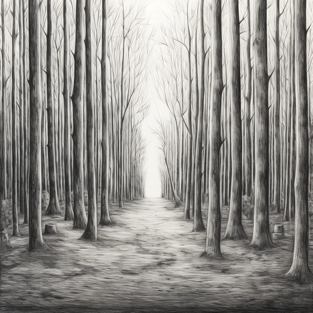 Hand-drawn forest sketch