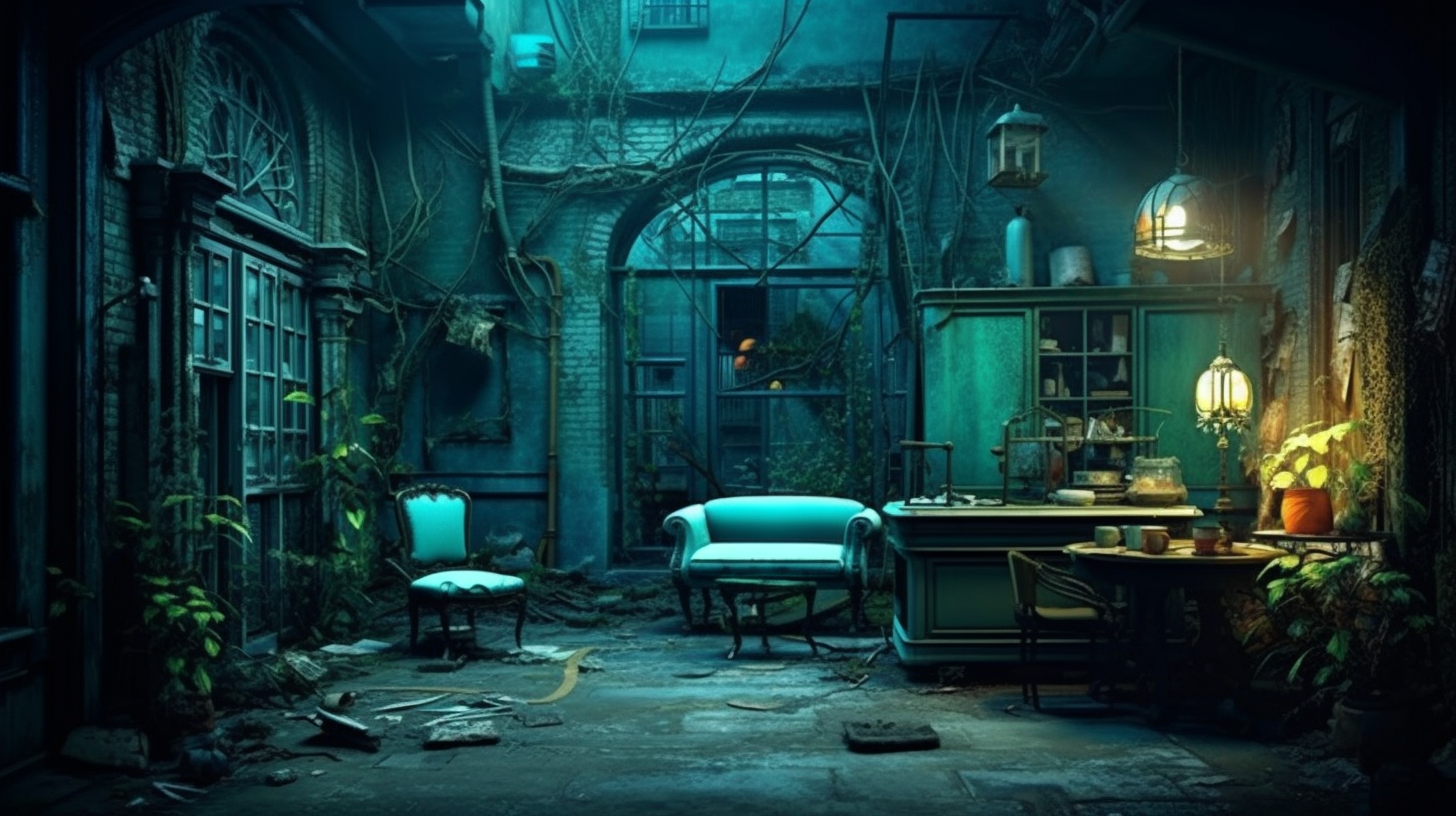 Vibrant teal forgotten scene photo