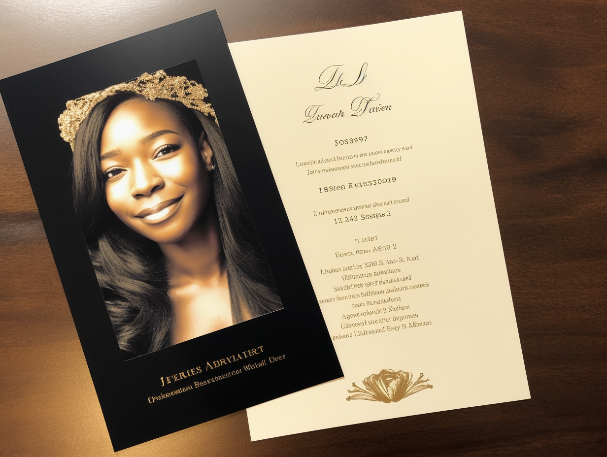 Formal Funeral Program on Black Paper