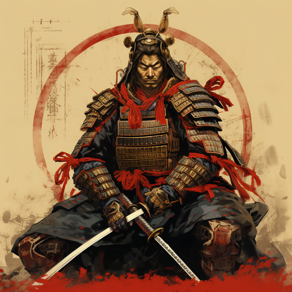 Powerful Samurai in Traditional Armor