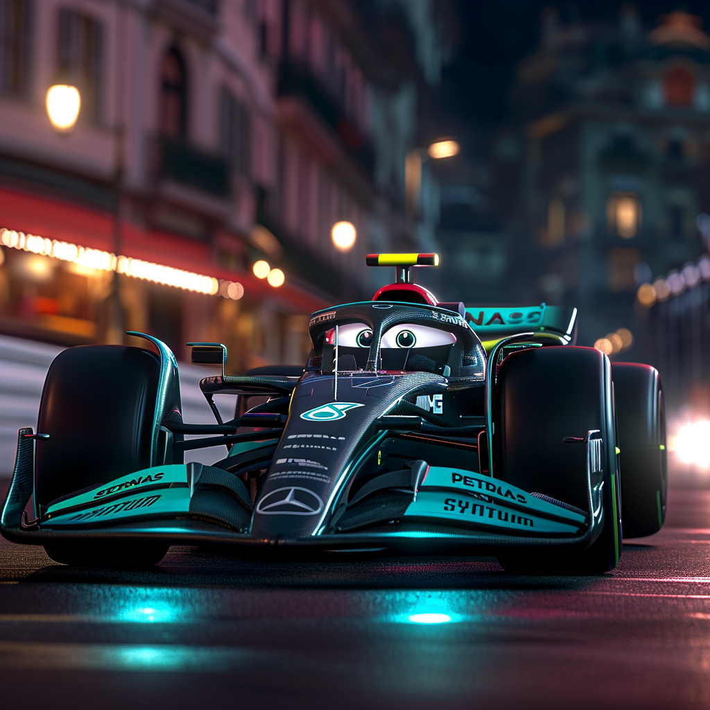 Pixcar Black Teal Formula One Mercedes Benz in Monaco