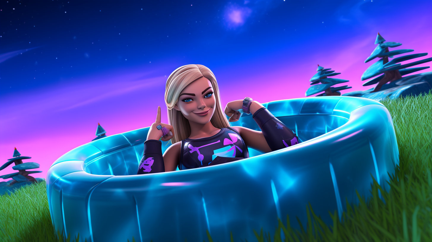 Fortnite Galaxy Skin Hot Tub with a Blonde Girl