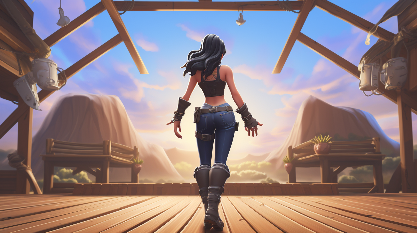 Fortnite girl dancing in barn background