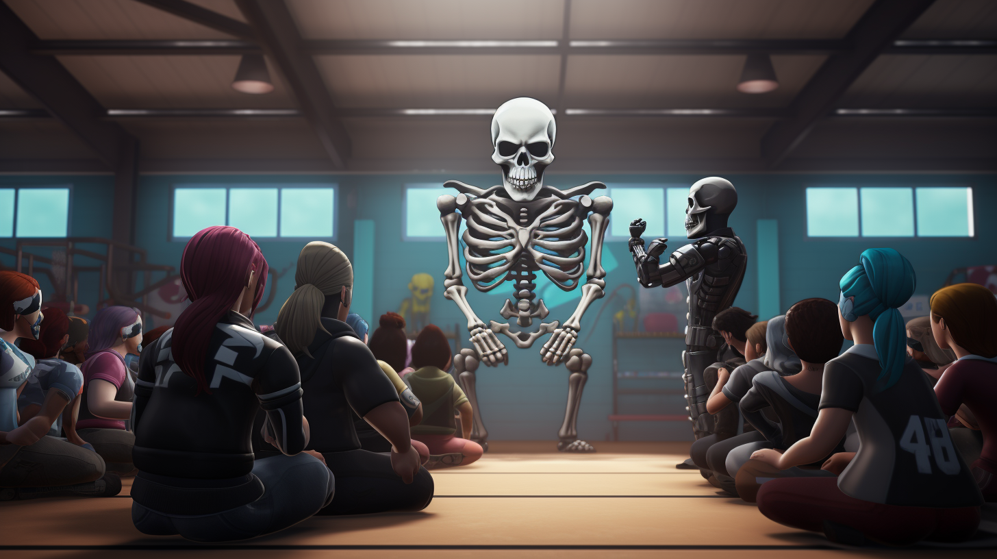 Fortnite Skull Trooper teaching gym class