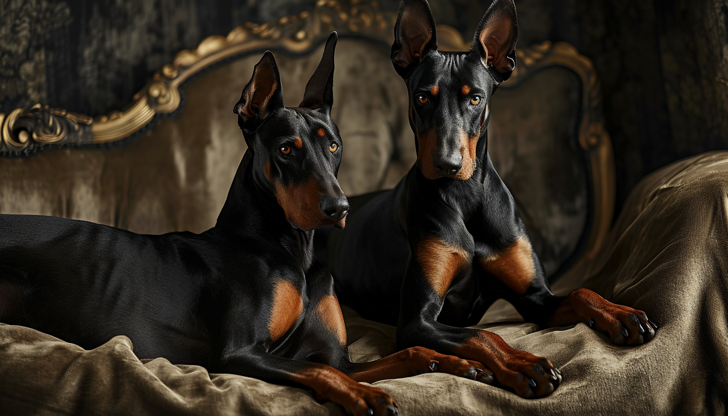 Two Doberman Dogs in Fotorealistic Style