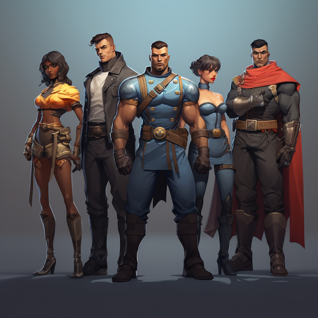 Concept Art of Four Heroes Posing