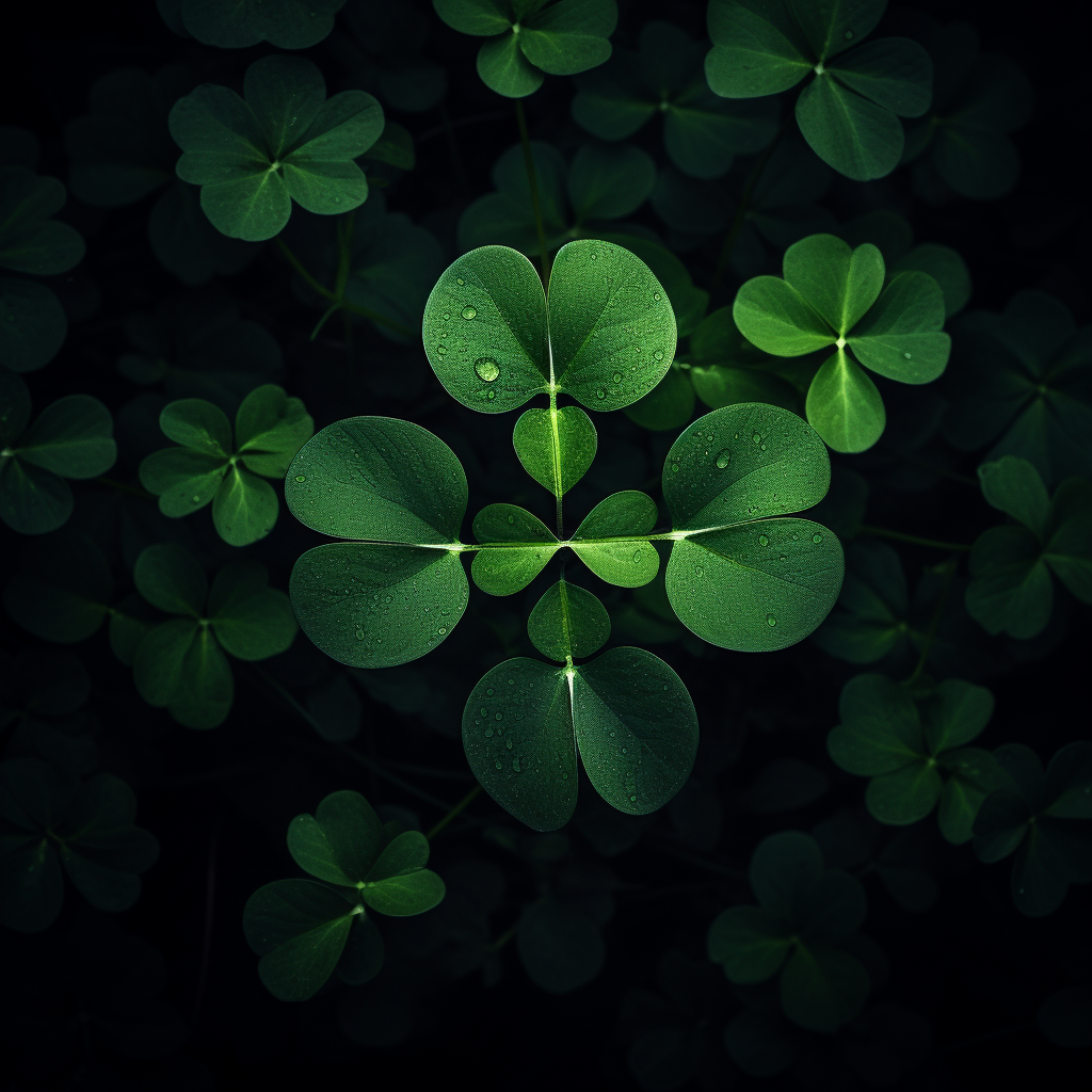 Four leaf clover in dark natural style