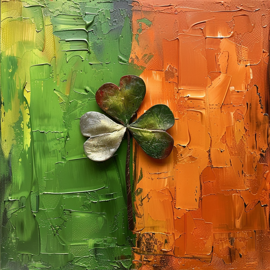 Four Leaf Clover on Irish Flag