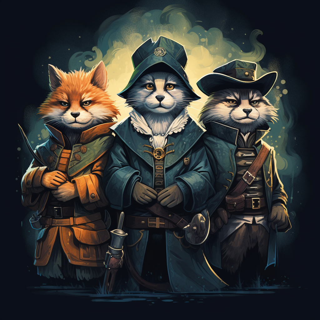 Four Musketeers Cat Bear Fox Wolf