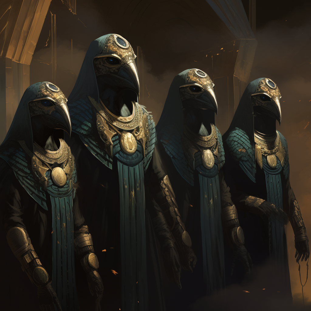 Egyptian mythology artwork of the Four Sons of Horus