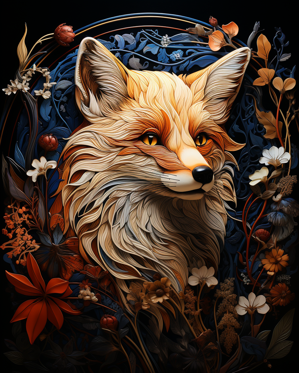 Vibrant Fox and Vine Artwork