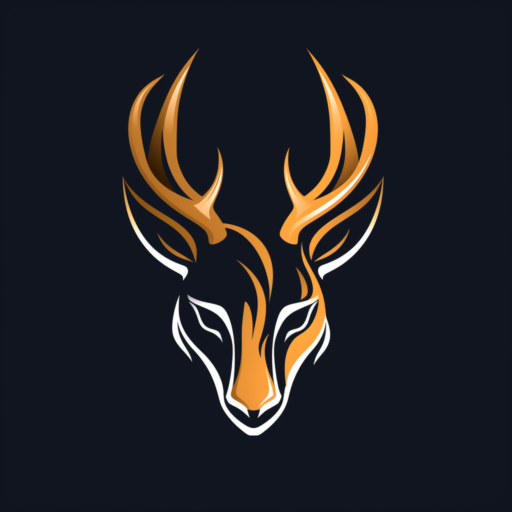 Vector graphic logo of fox head with deer antlers