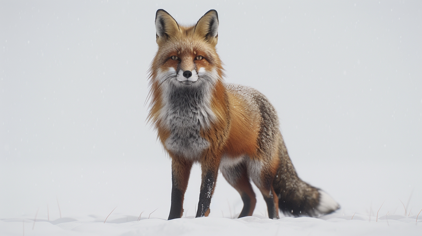 Fox standing in snow