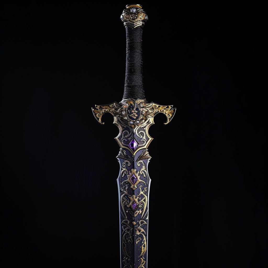 Fox themed sword with black and gold engravings