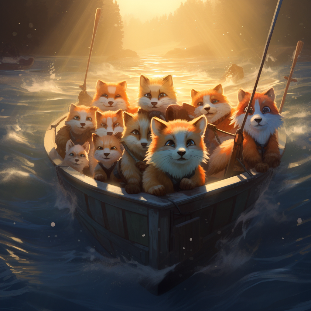 Cute Foxes on a Boat