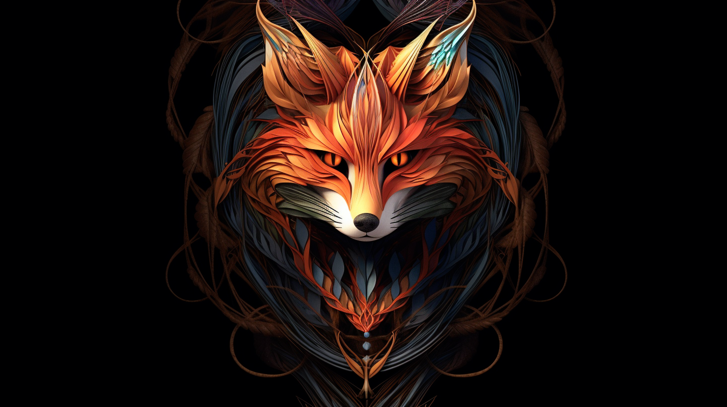 Abstract fractal image of a fox with a rope