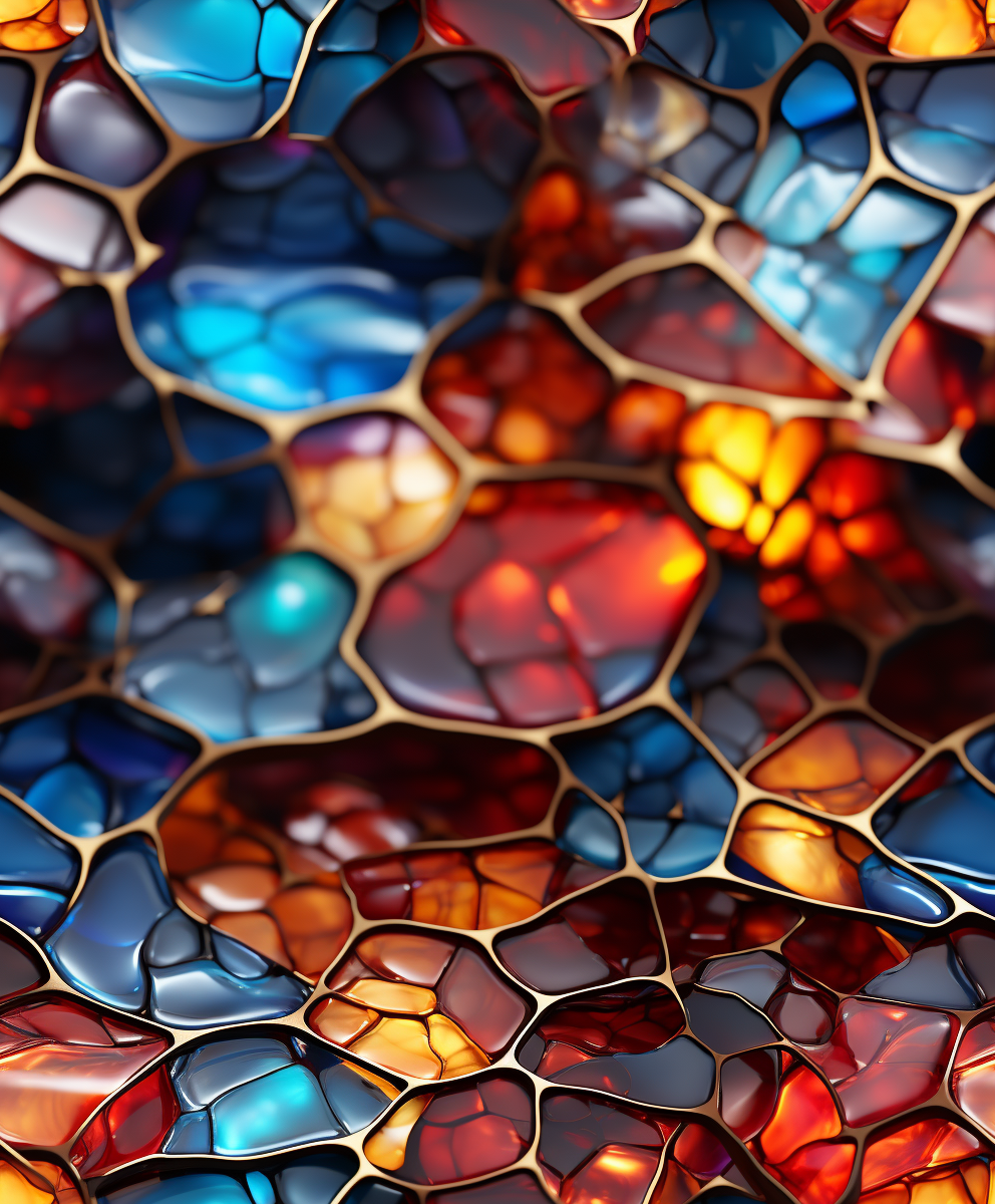 Vibrant fractal Voronoi sacred geometry art in ceramic