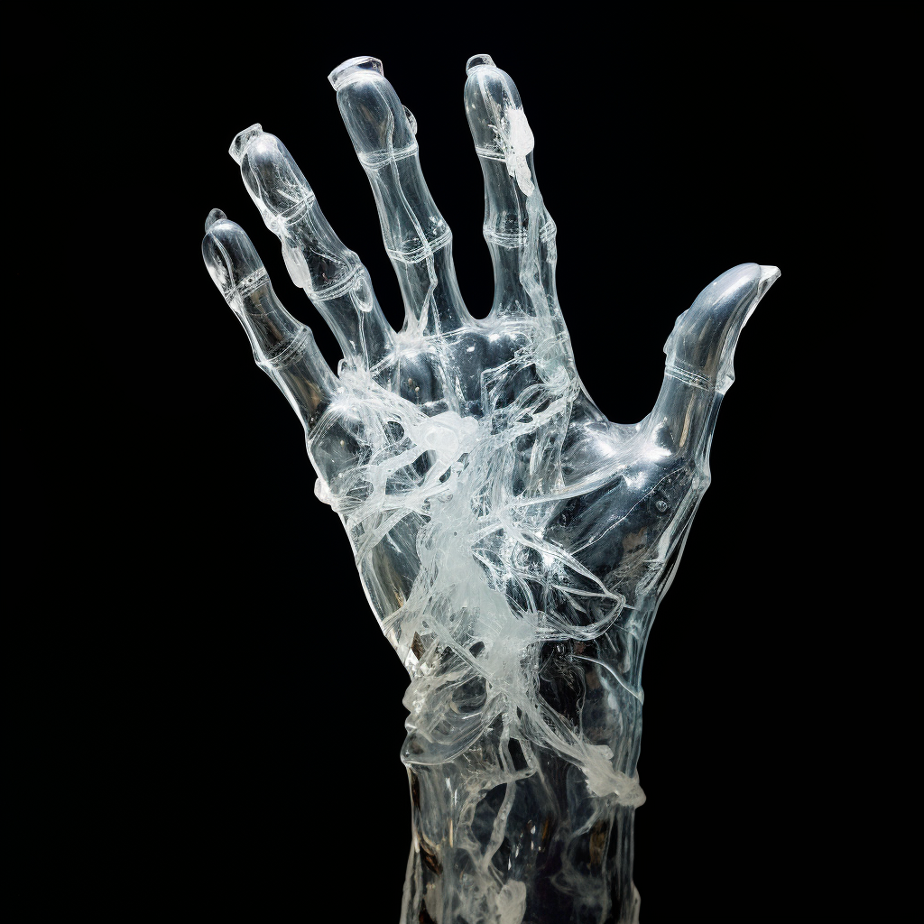 Beautiful fragile ice human hand artwork