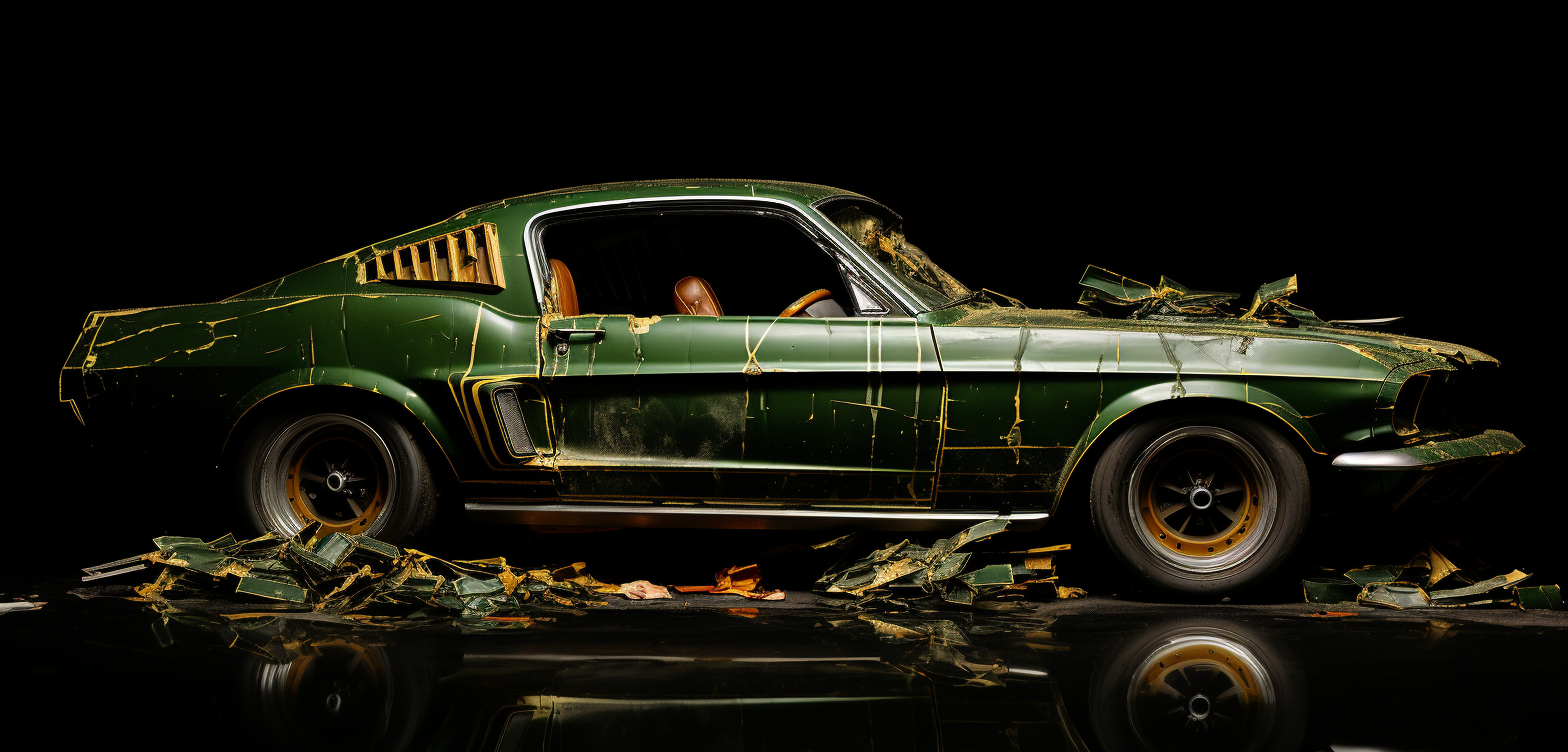 Green Ford Mustang Profile Art