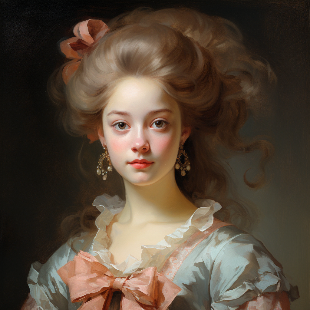 Front view portrait of a pretty girl by Fragonard