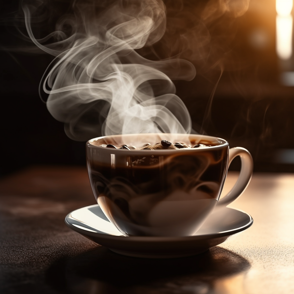 Aromatic coffee cup with smoke