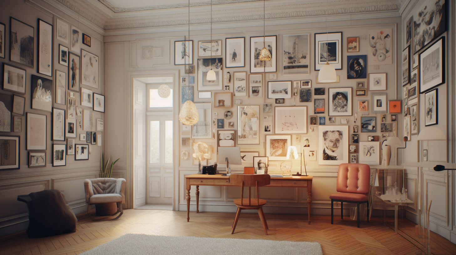 Framed Technology-based Artwork in White Room