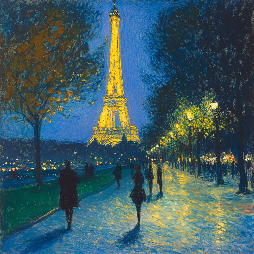 Impressionist painting Eiffel Tower scene