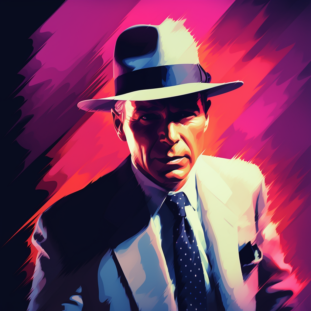 Frank Sinatra in vaporwave cinematic style