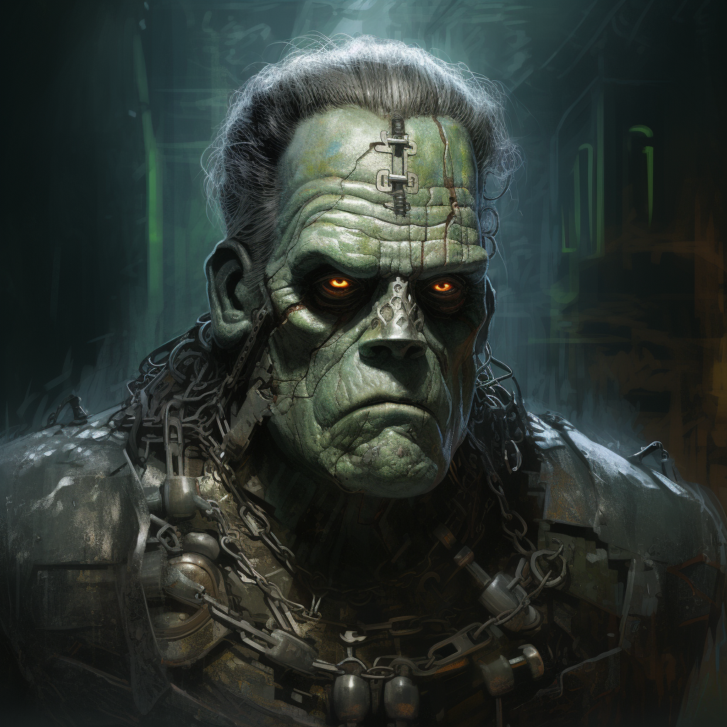 Frankenstein creature creation by Midjourney AI