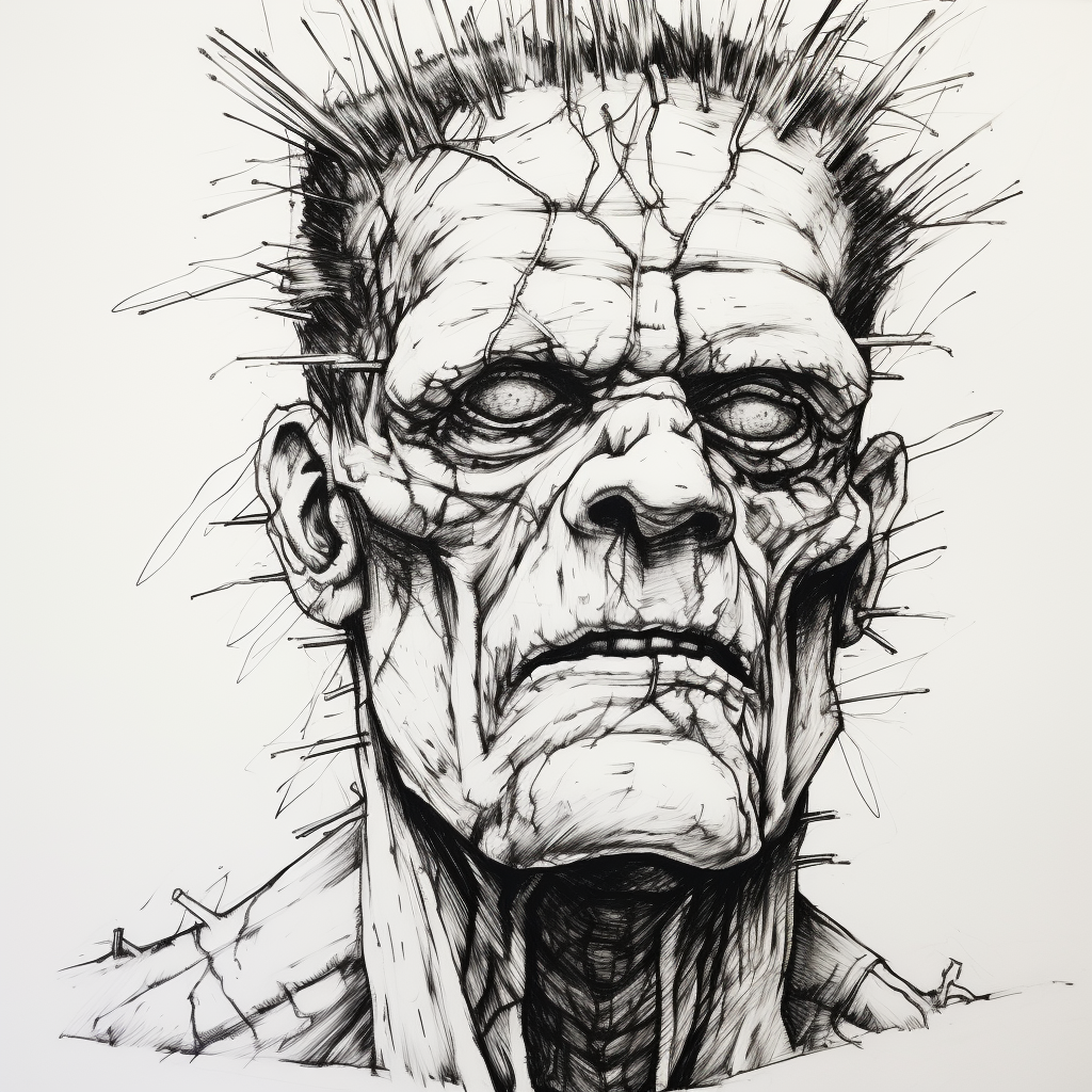 Continuous Line Drawing of Frankenstein Monster