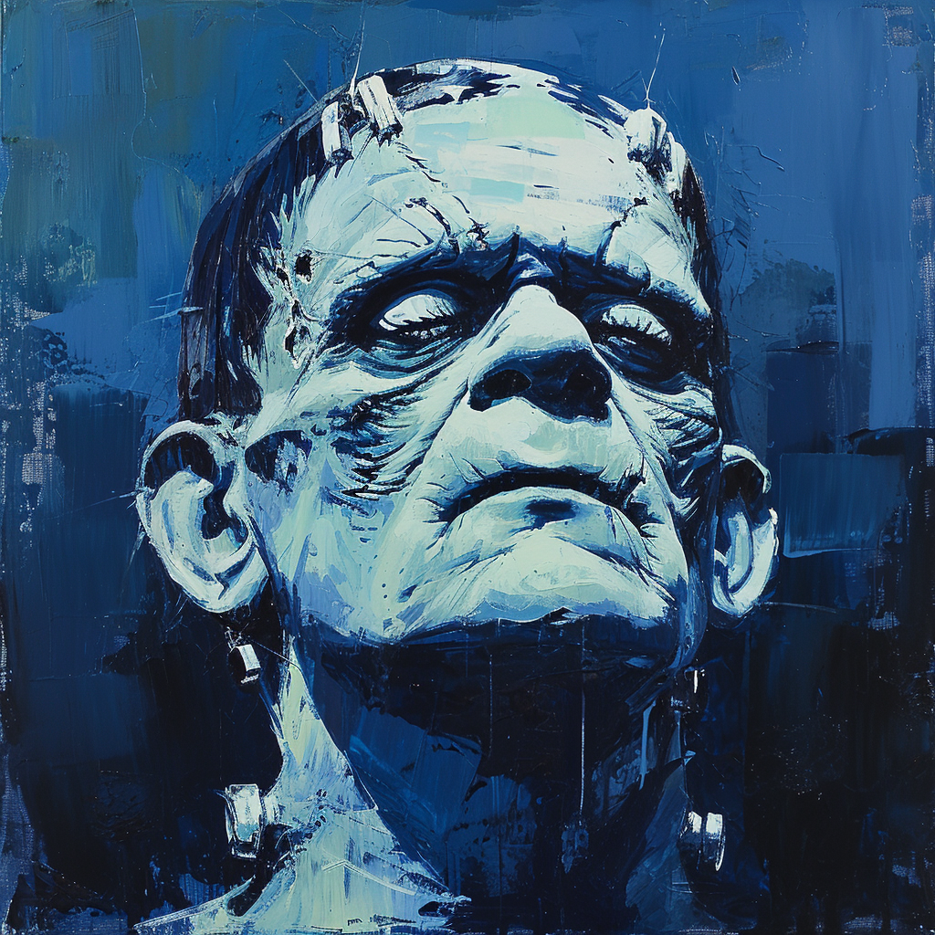 Horror character Frankenstein in Basquat style