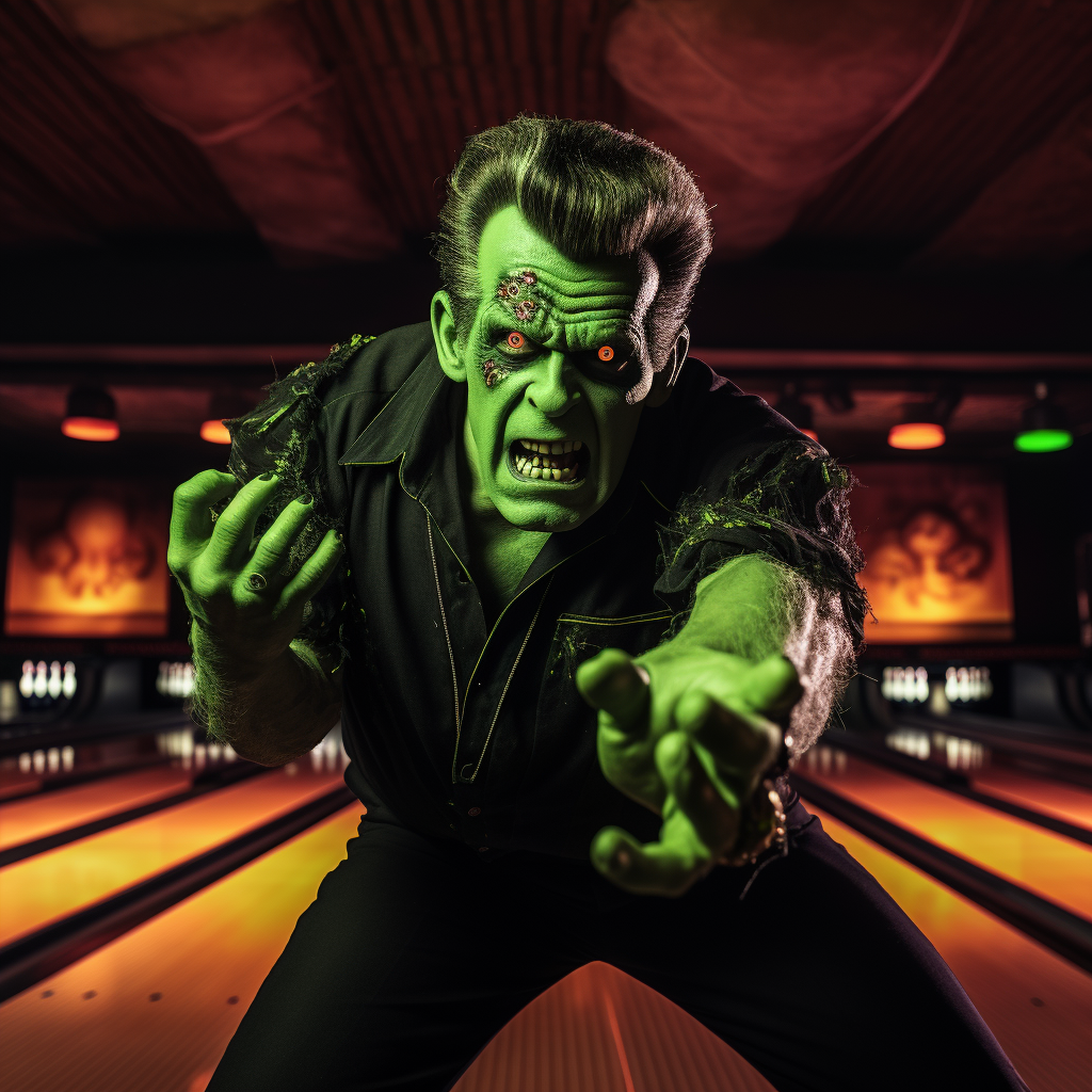 Frankenstein Monster with Pompadour and Sideburns Bowling