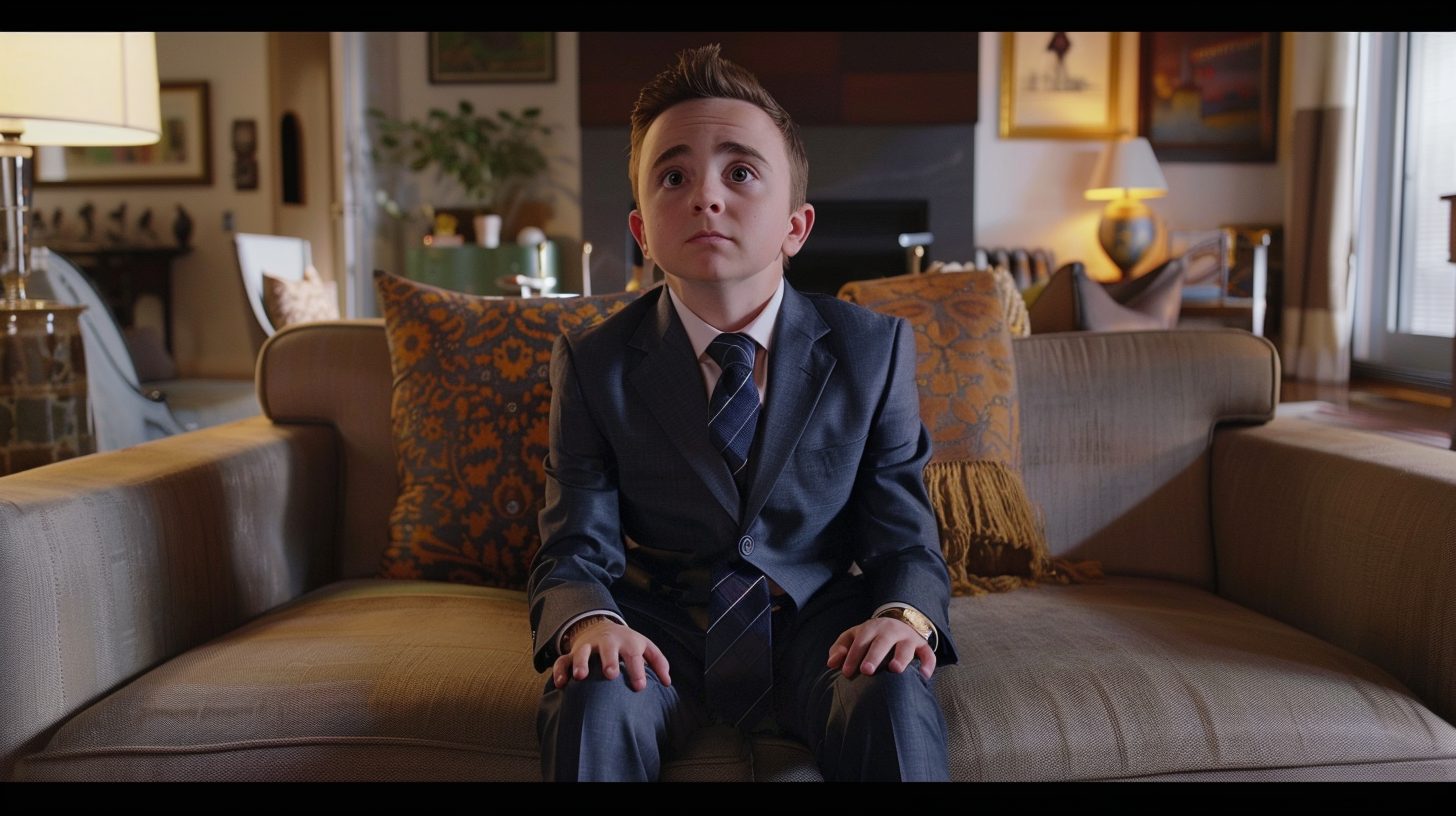 Frankie Muniz small suit sitting