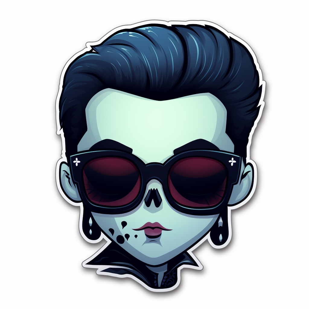 Frankstein wearing sunglasses - goth kawaii clipart sticker