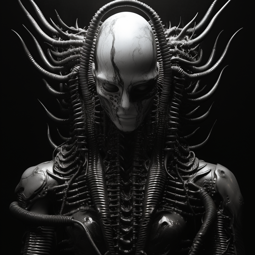 Dark and eerie Freddy Kreuger in HR Giger style