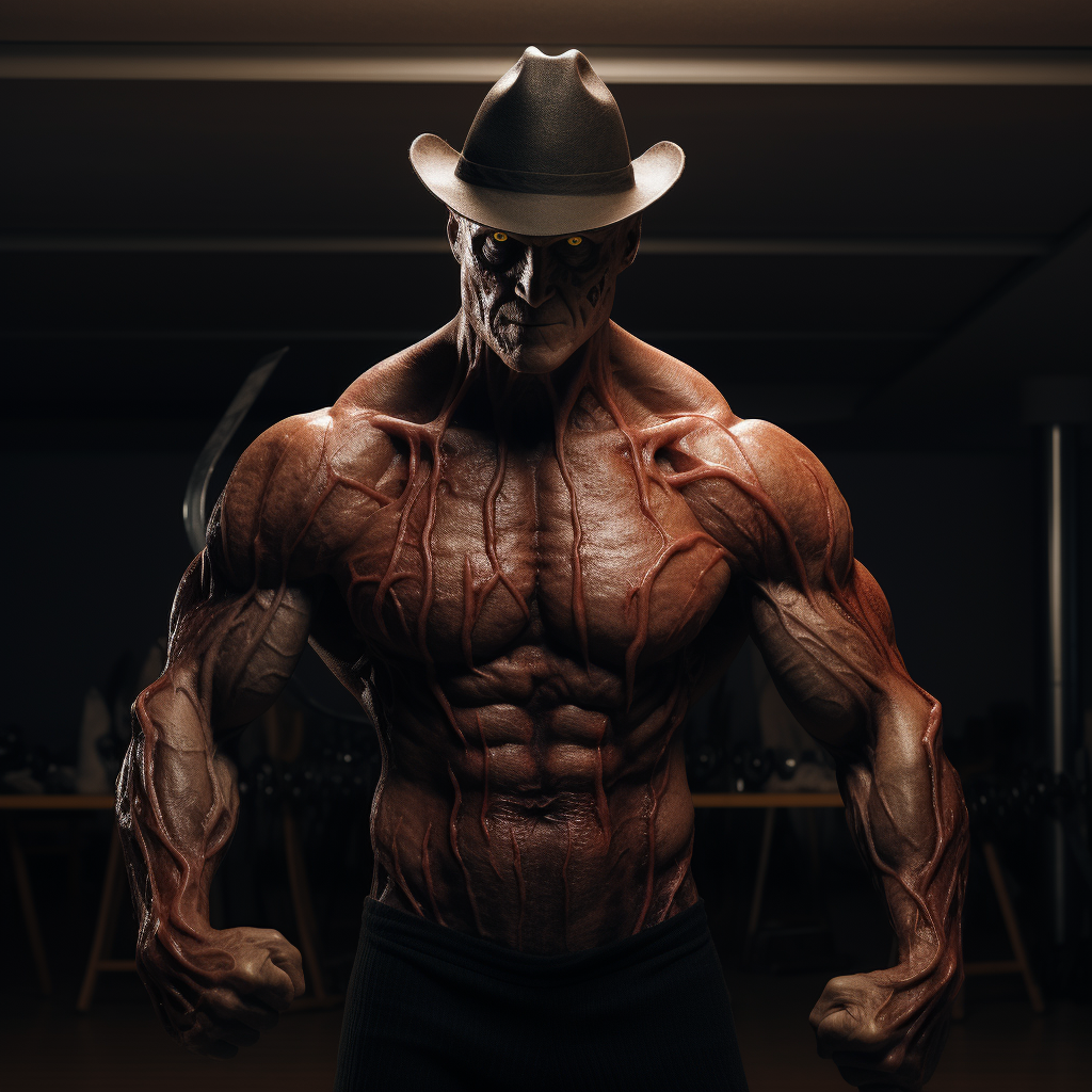 Freddy Krueger showcasing his muscle gains