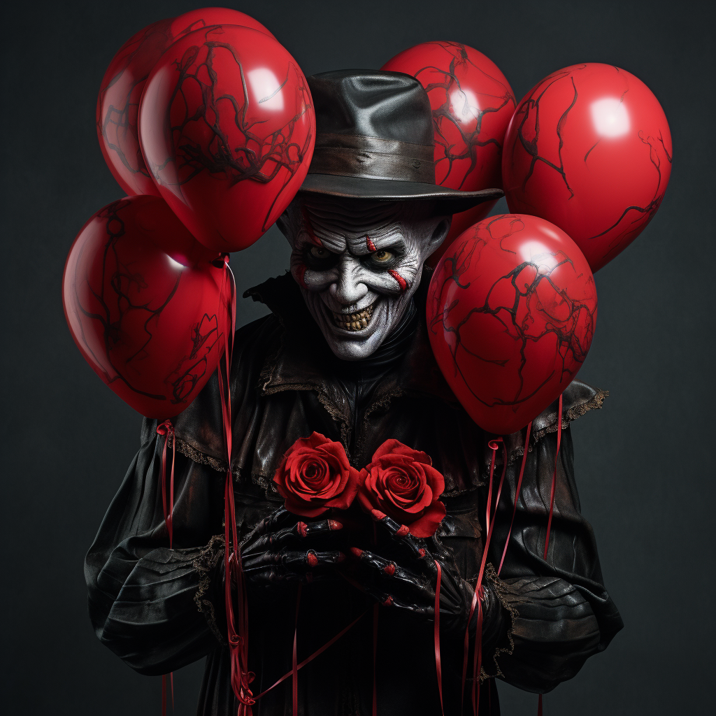 Freddy Krueger with red balloons artwork