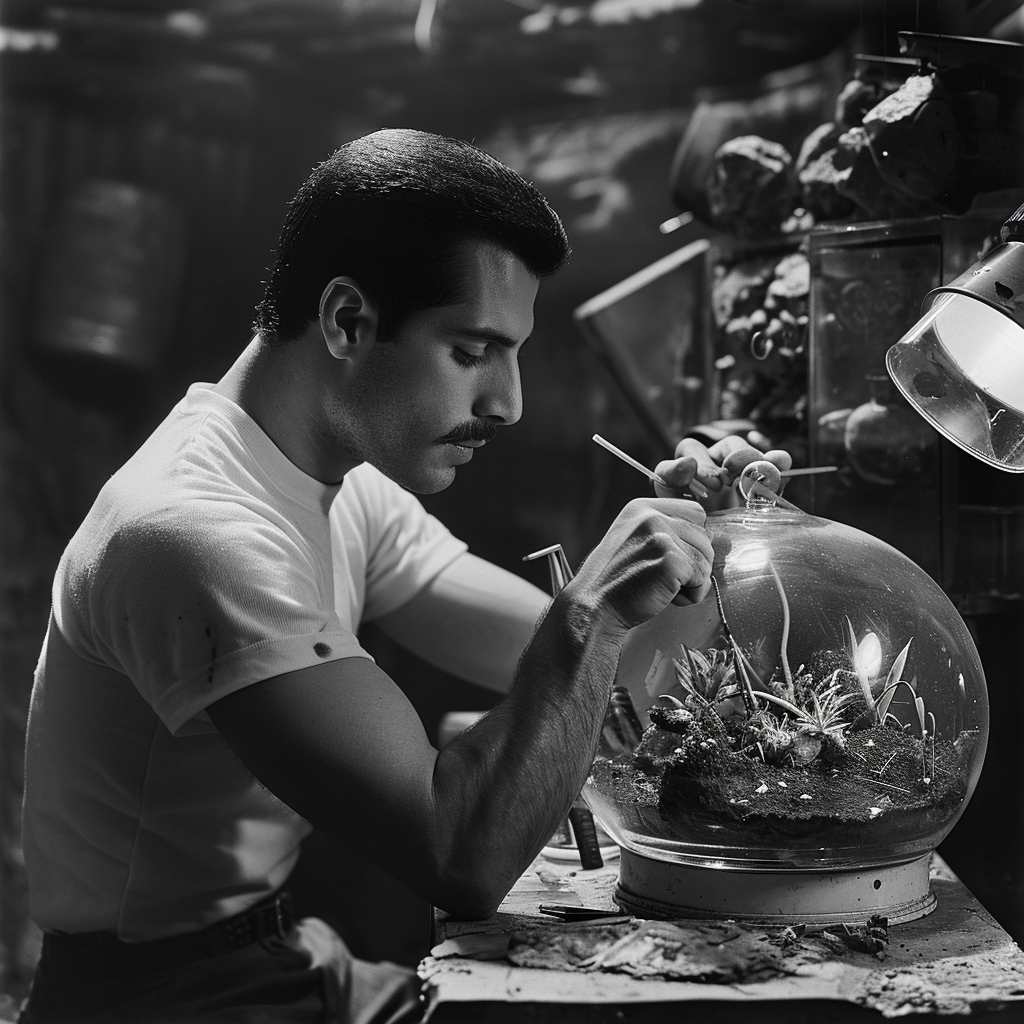 Freddy Mercury Concentrating on Terrarium