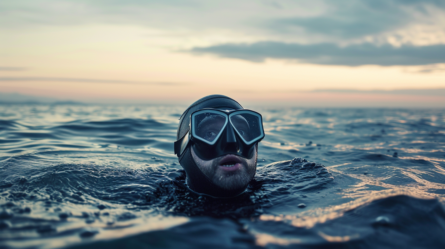 Free Diver at Water Surface