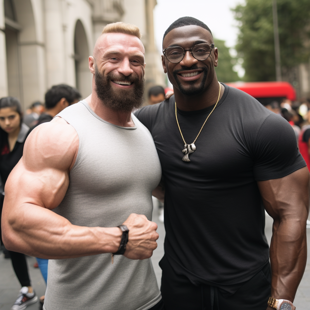 French bodybuilder with glasses and white beard